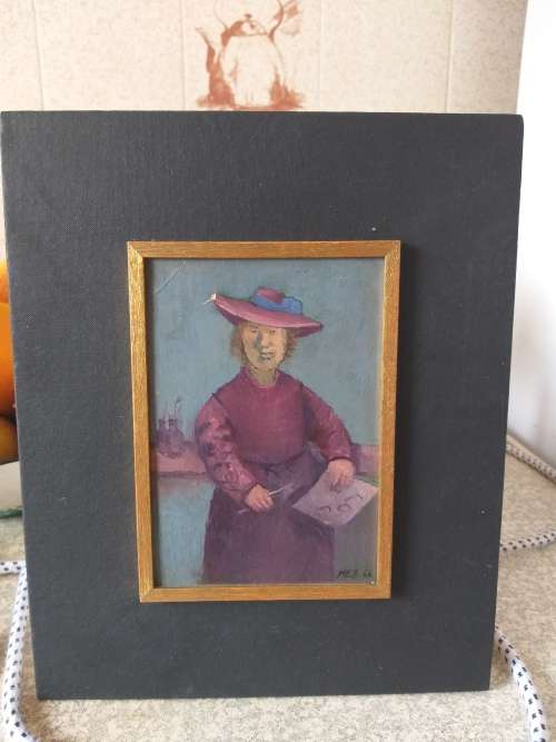 Self portrait by artist oil on board singed MES dated 66